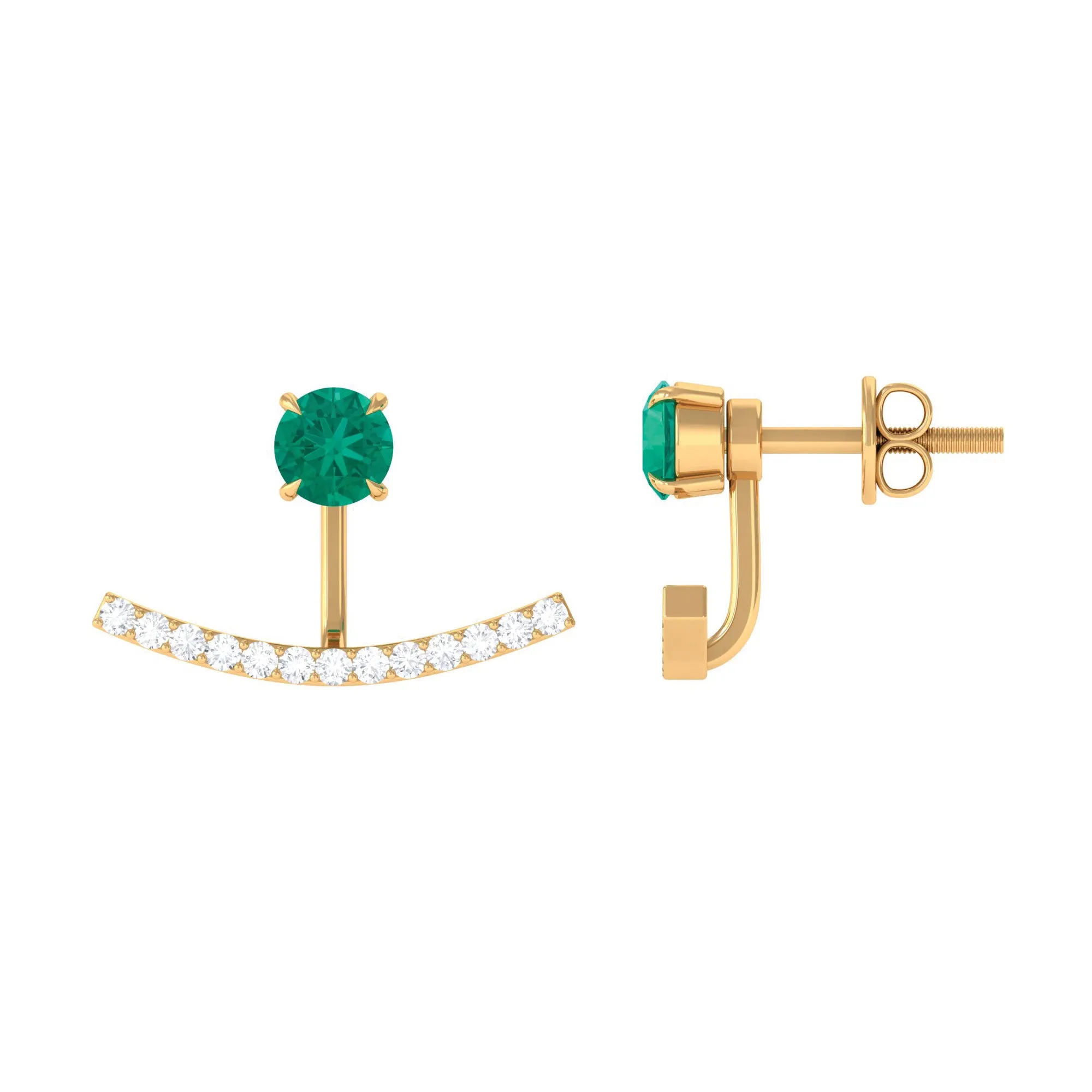 1 CT Classic Emerald and Diamond Jacket Earrings