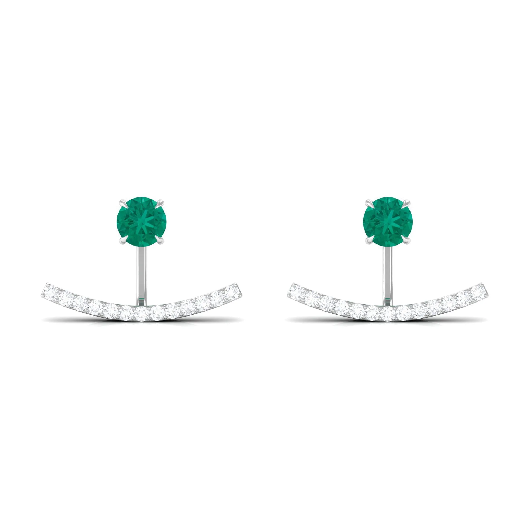 1 CT Classic Emerald and Diamond Jacket Earrings