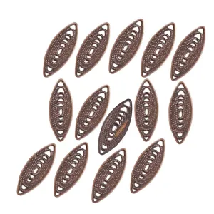 100pcs Pkg. Antique Bronze Plated Filigree Charms Jewelry Making Findings in size about 8x22mm