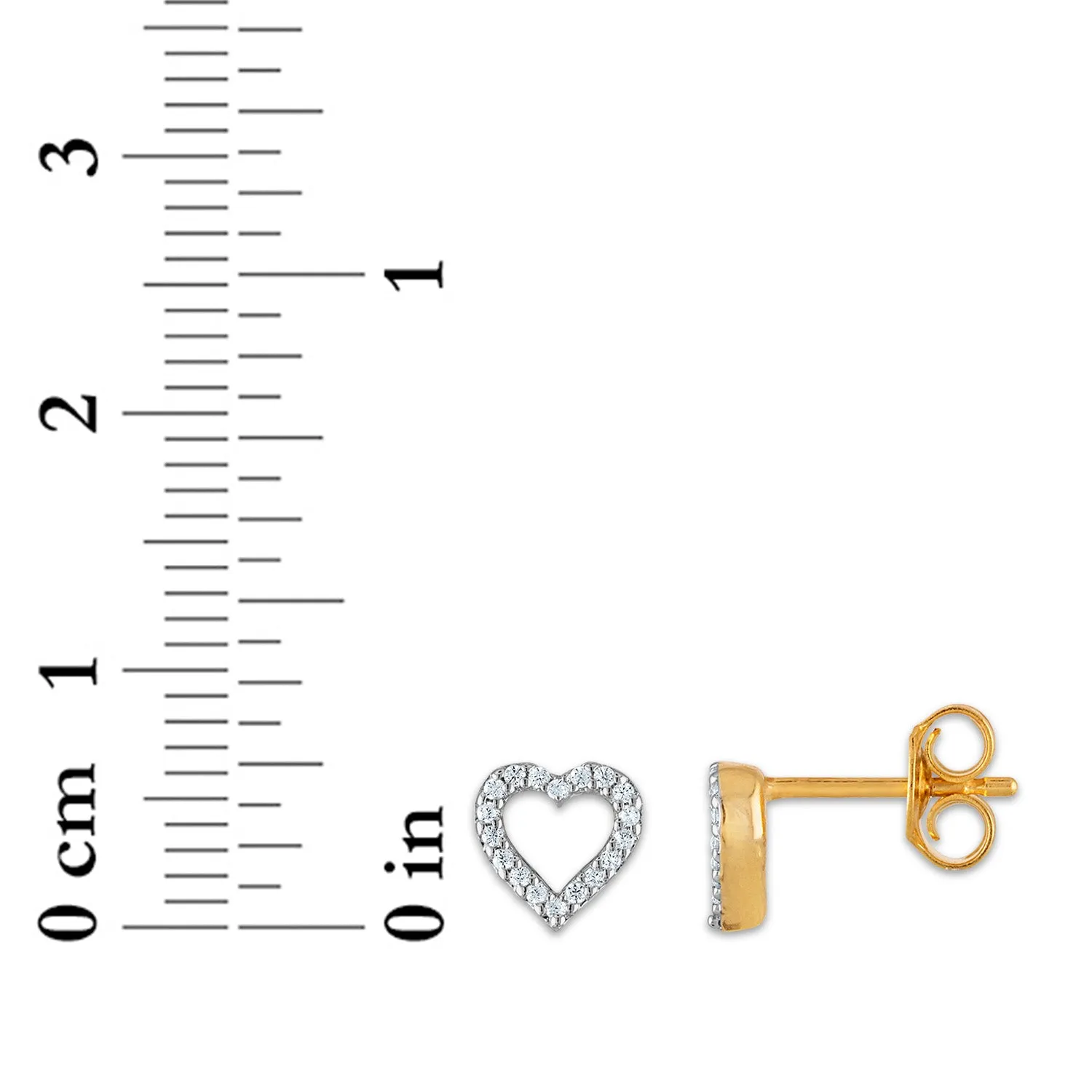 1/20 CTW Diamond Stud Heart Outline Earrings in 10KT Yellow Gold