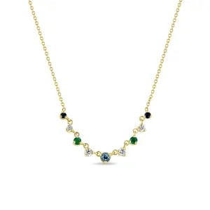 14k Linked Graduated Blue Ombre Gemstone Necklace