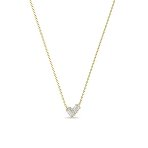 14k Mixed Pear & Emerald Cut Diamonds Necklace