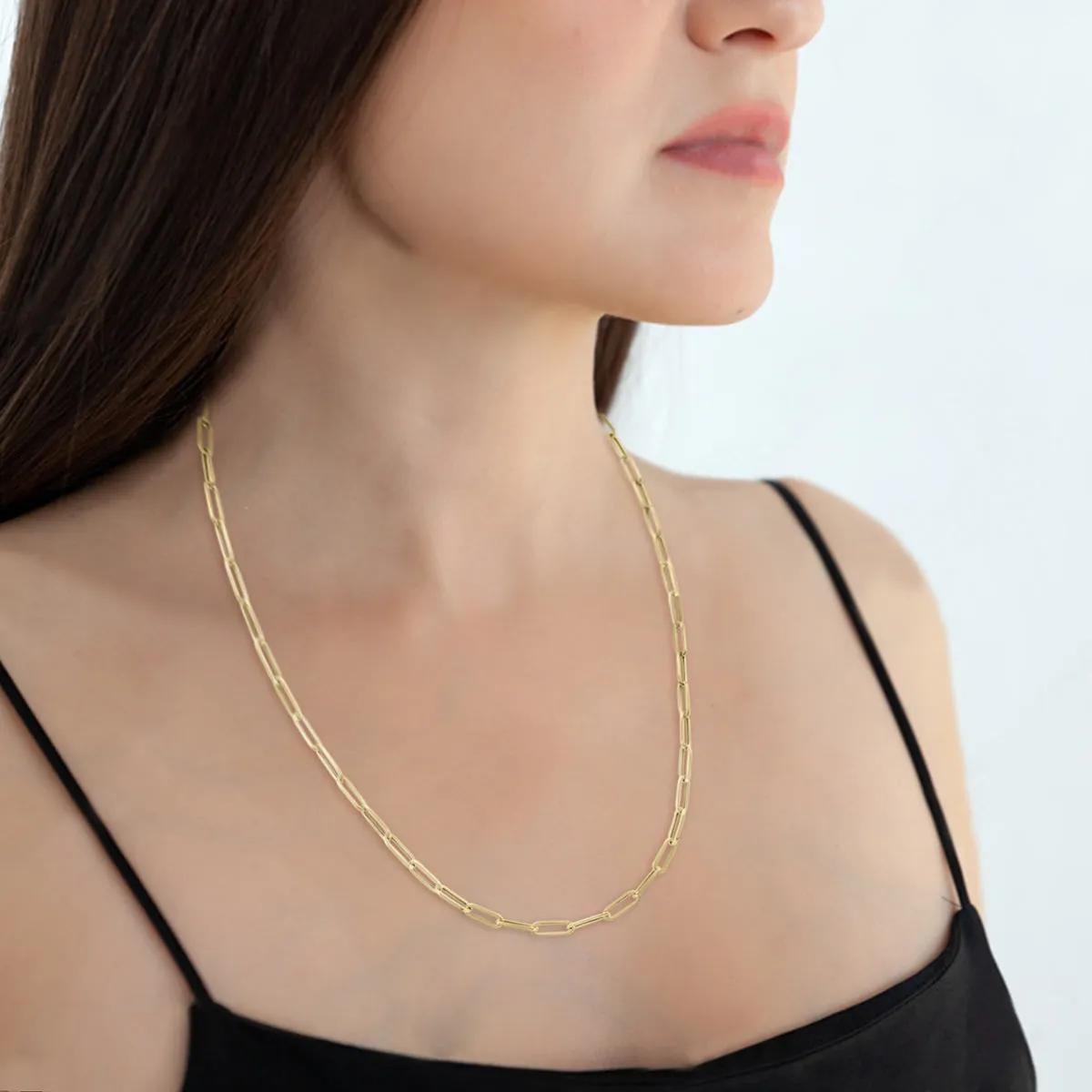 14K Yellow Gold 4.2Mm Lite Paperclip Necklace With Lobster Clasp - 20 Inch