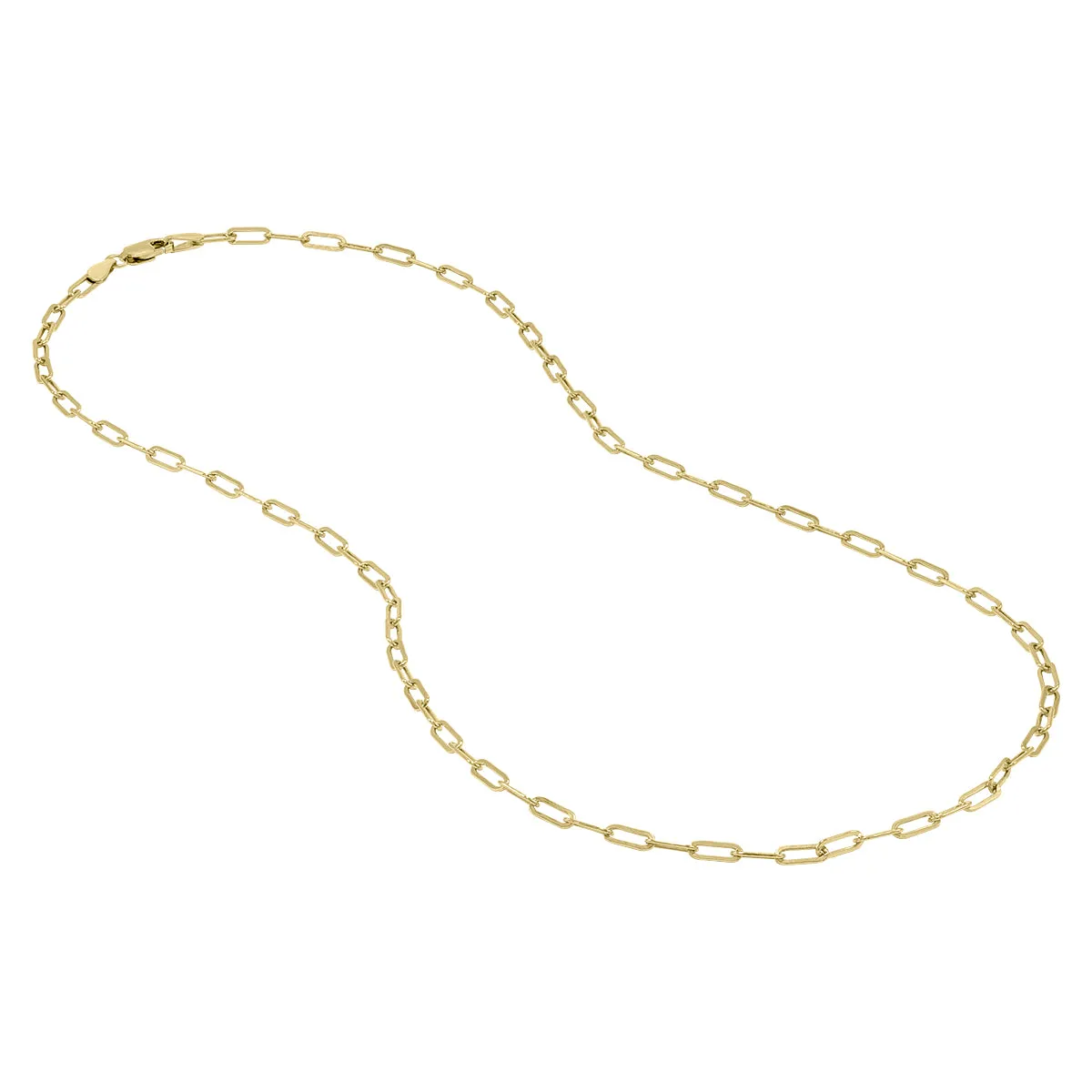 14K Yellow Gold Filled 2.5Mm Flat Link Paperclip Chain With Lobster Clasp - 20 Inch