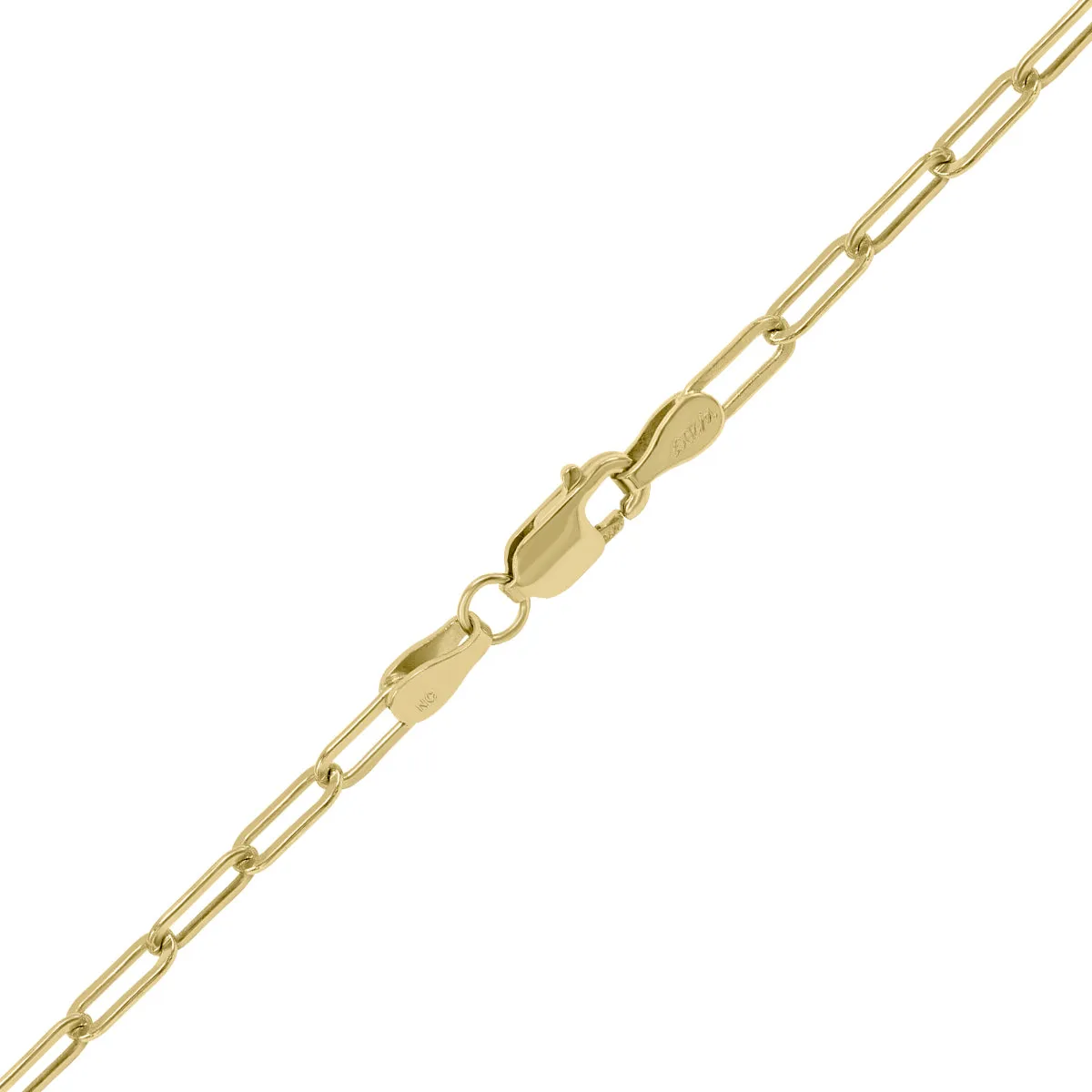 14K Yellow Gold Filled 2.5Mm Flat Link Paperclip Chain With Lobster Clasp - 20 Inch