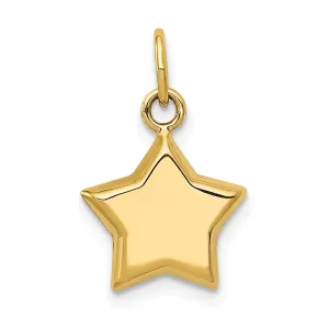 14k Yellow Gold Polished Finish 3-Dimensional Puffed Star Design Charm Pendant