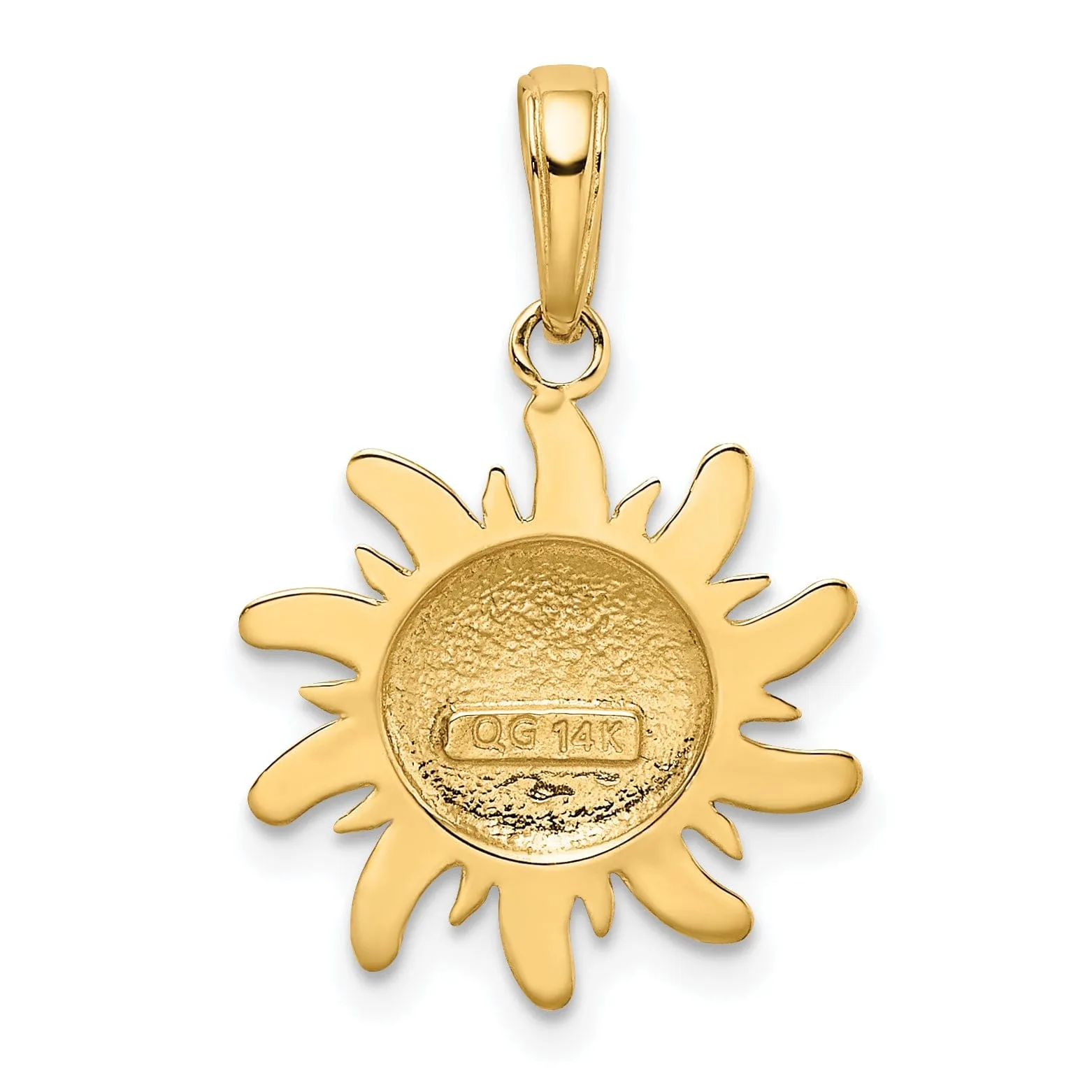 14k Yellow Gold Solid Polished Finish Concave Shape Small Size Sun Smiling Face Charm Pendant