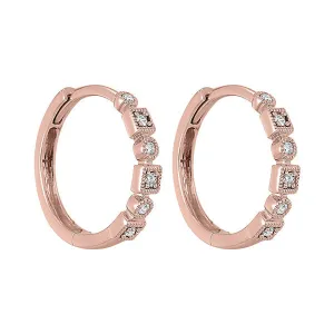 14KT Pink Gold & Diamond Classic Book Mixable Fashion Earrings  - 1/8 ctw