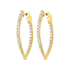 14KT Yellow Gold & Diamond Hoop Fashion Earrings  - 1-1/2 ctw