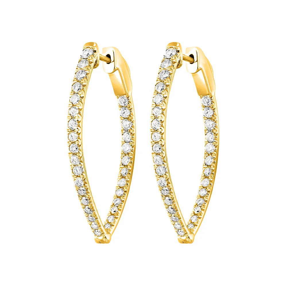 14KT Yellow Gold & Diamond Hoop Fashion Earrings  - 1-1/2 ctw