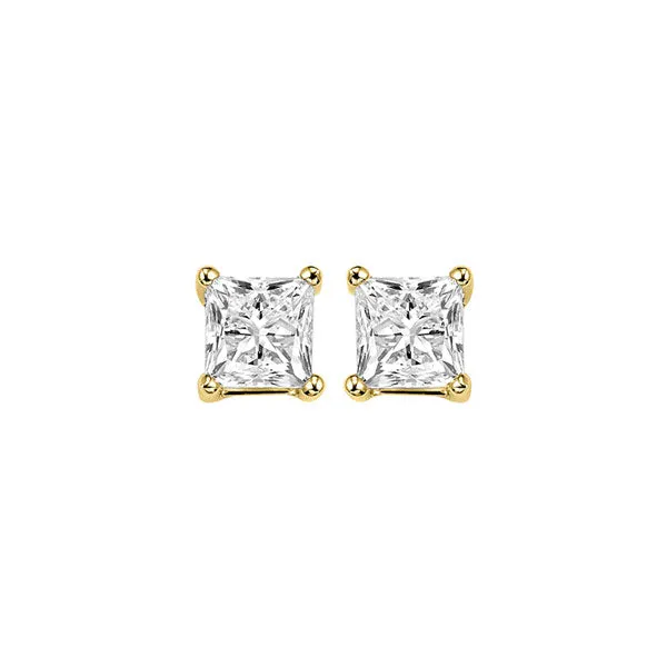 14KT Yellow Gold & Diamond Pricess Cut Stud Earrings  - 1/4 ctw