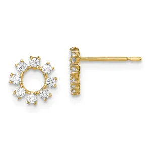 14KT Yellow Gold Round Cubic Zirconia Circle Stud Earrings