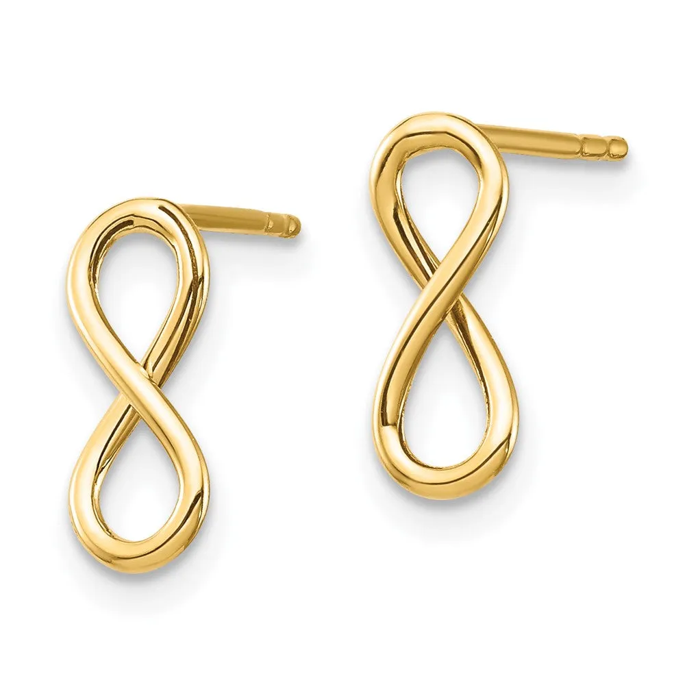 14KT Yellow Gold Stud Infinity Earrings