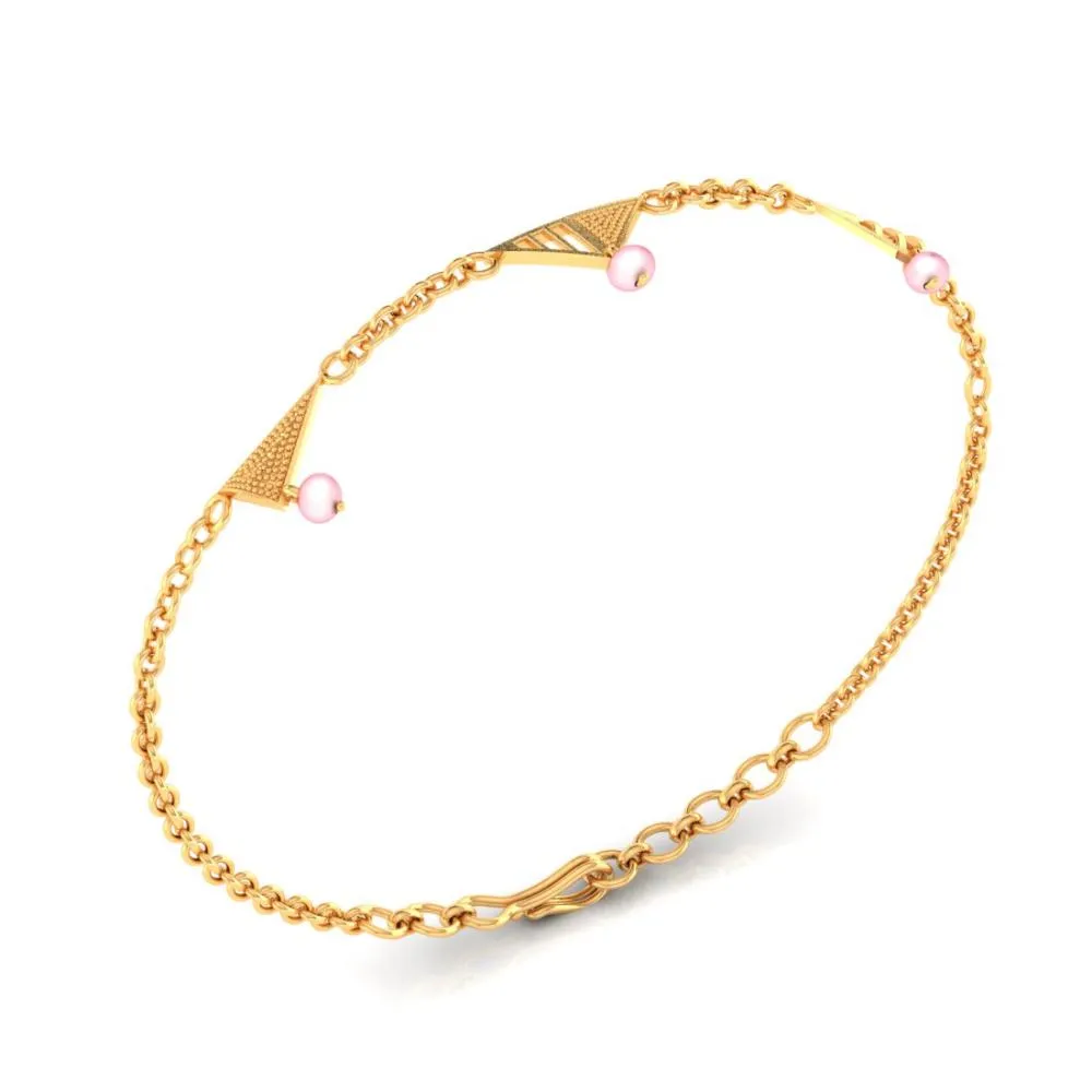 18k Graceful Gold Bracelets With Conical Shapes And Beads