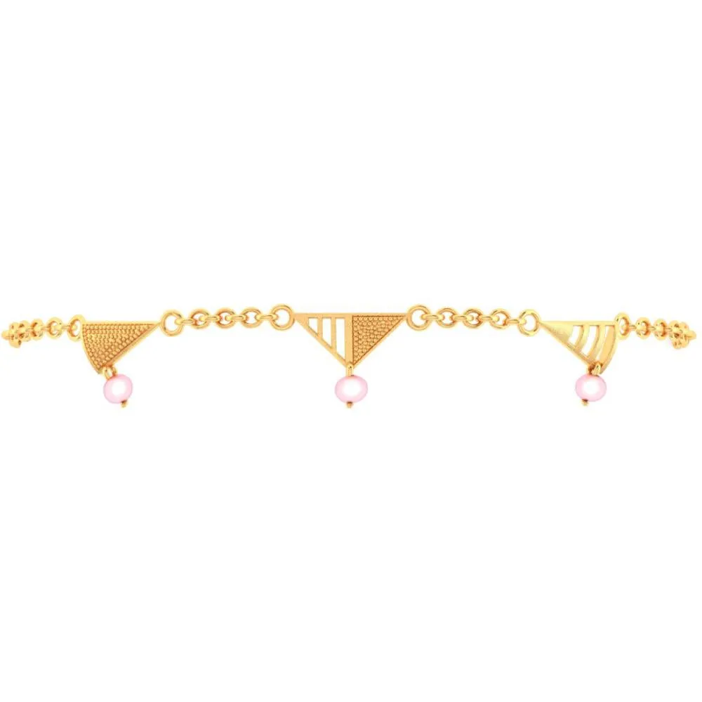 18k Graceful Gold Bracelets With Conical Shapes And Beads