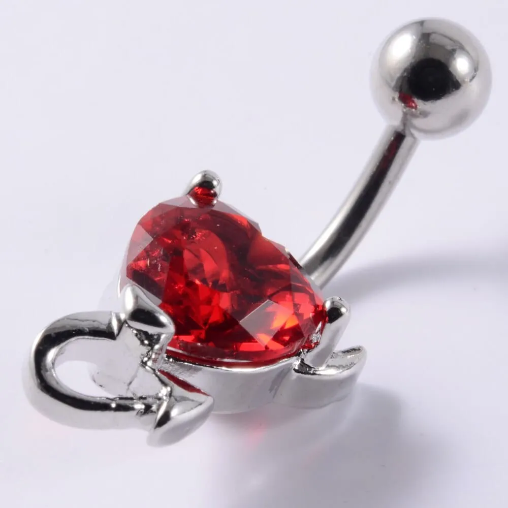 1Pc Heart Wings Navel Piercing Surgical Steel Body Jewelry