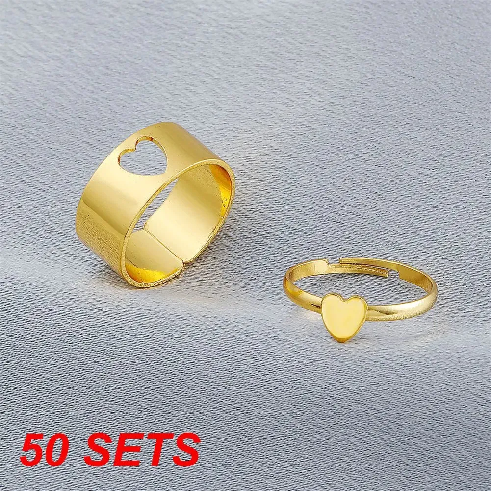 2Pcs Geometric Rings Set For Unisex Creative Vintage Butterfly Punk Open Hollow Couple Rings Wedding Engagement Jewelry