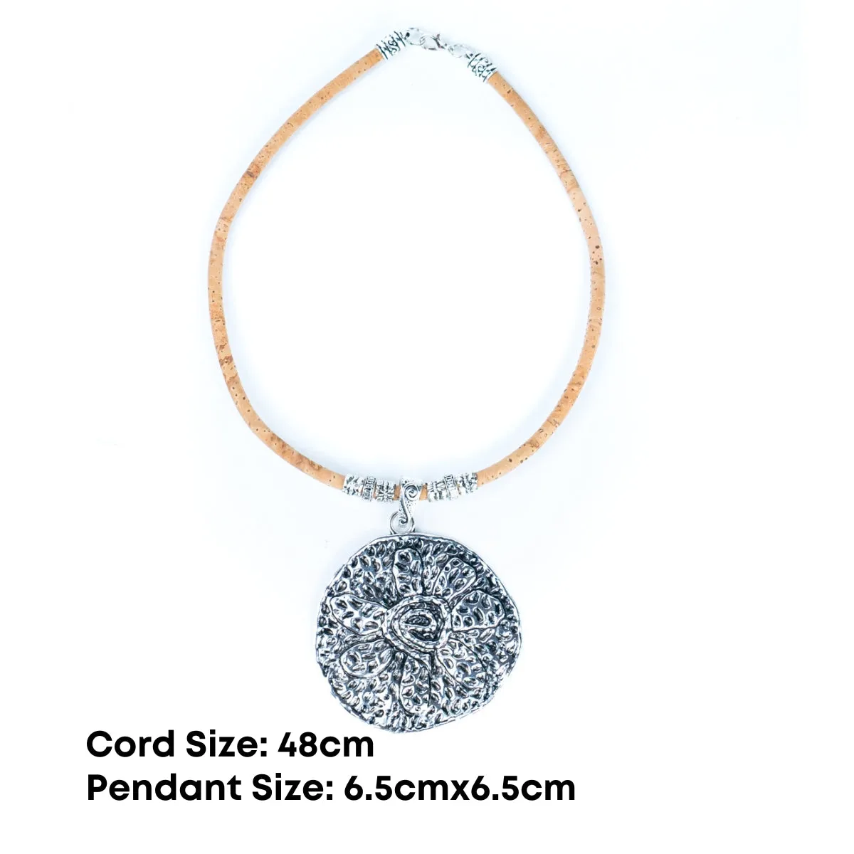 3 styles of handmade necklaces for women with natural cork cord and alloy hardware NE-1080-MIX-3