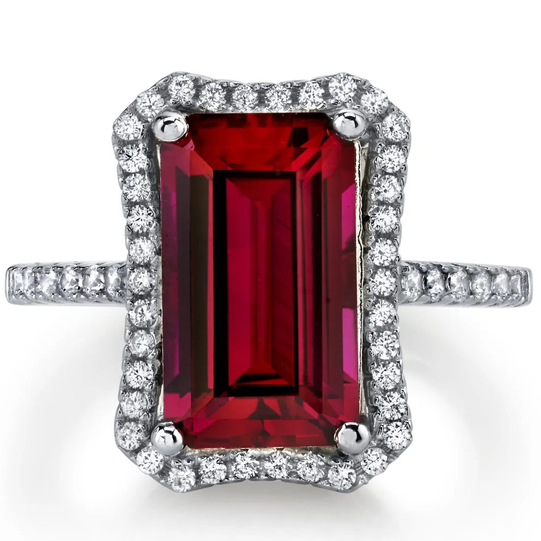 4.25 Carat Ruby Octagon Ring Sterling Silver Size 8