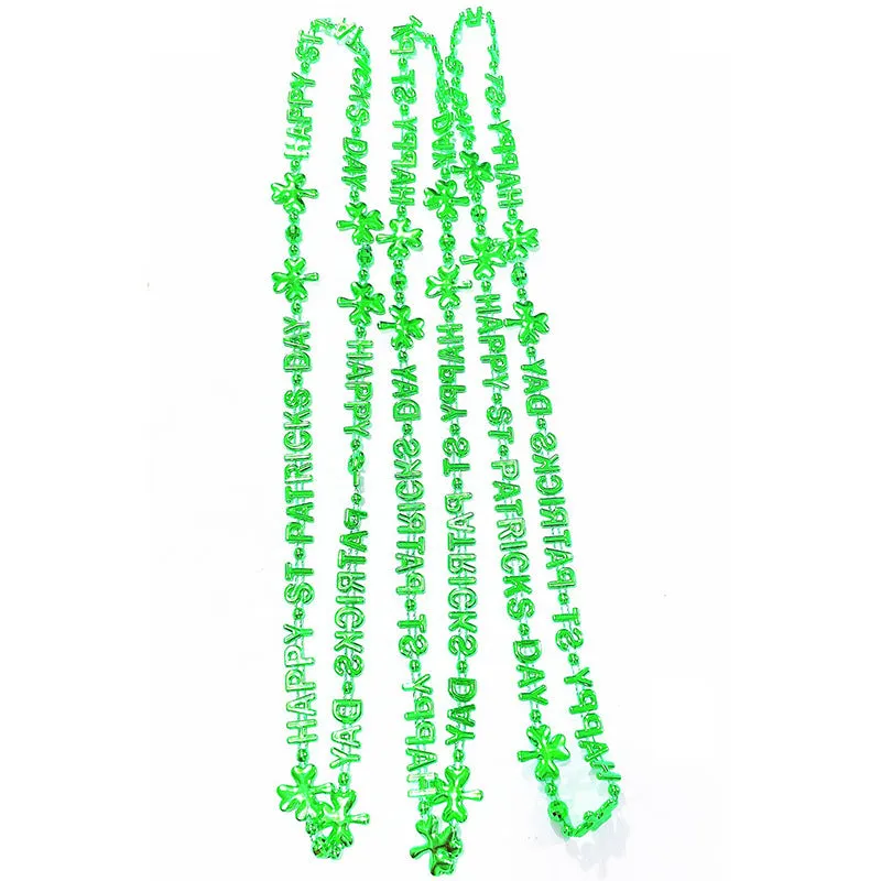 6 PCS St. Patrick's Day Necklaces, Green Bead Necklaces and Shamrock Necklaces, Irish Clover Party Supplies Set for Saint Patrick's Day Dressing-up Accessories