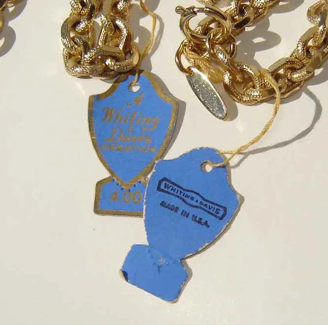 60s Whiting & Davis Chain Necklaces Deadstock w/ Tags - Set of 2