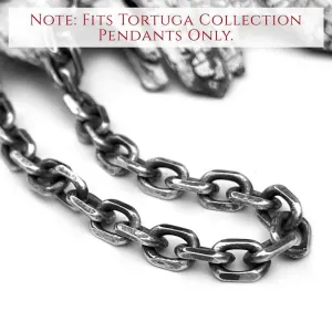 6.5 mm LUXURY WEIGHT Sterling Silver Antiqued Tortuga Anchor Chain | #C7361