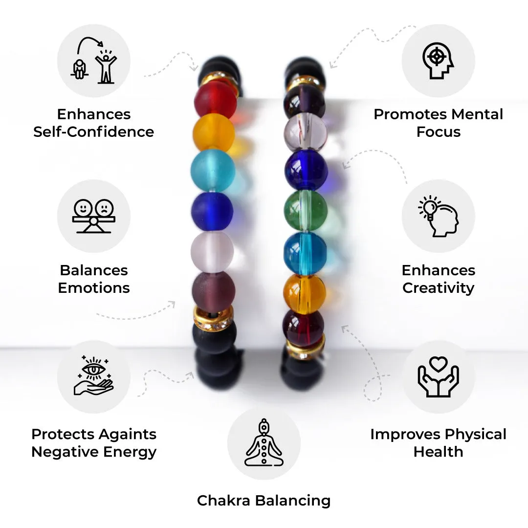 7 Chakra Black Stone Bracelet For Men Combo