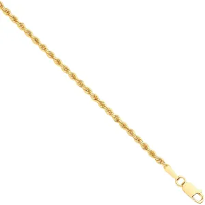 9ct Yellow Gold Hollow 2.0mm 7 Inch Rope Bracelet 1.1g