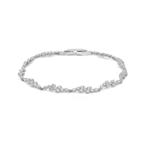 9K White Gold CZ Wave Bracelet /7.5"