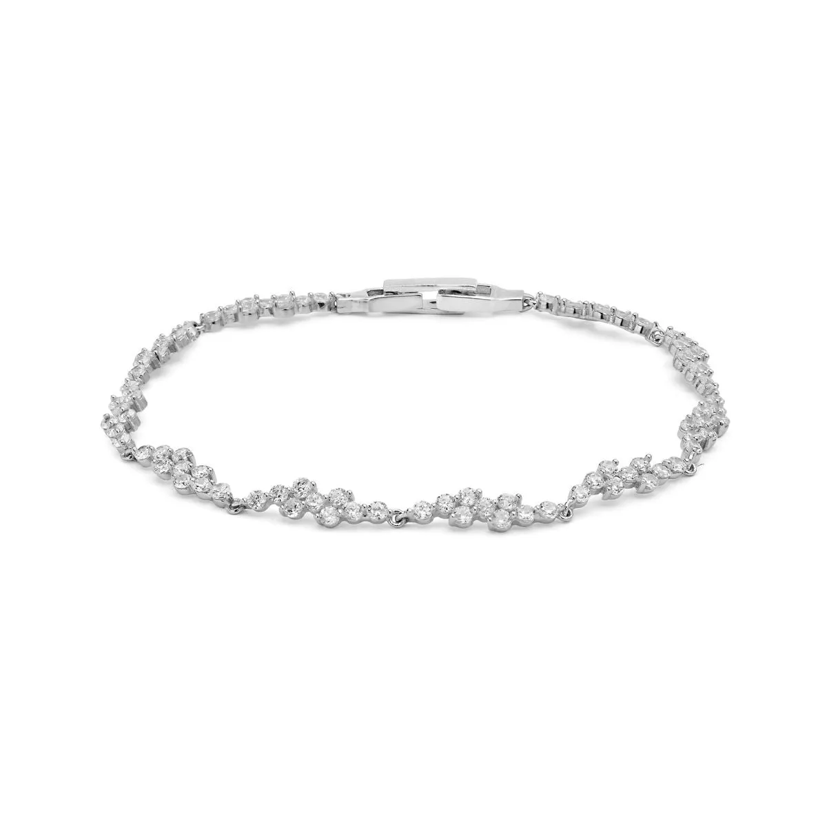 9K White Gold CZ Wave Bracelet /7.5"