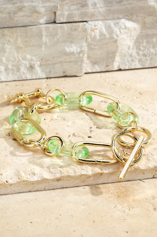 Acrylic Link Gold Bracelet