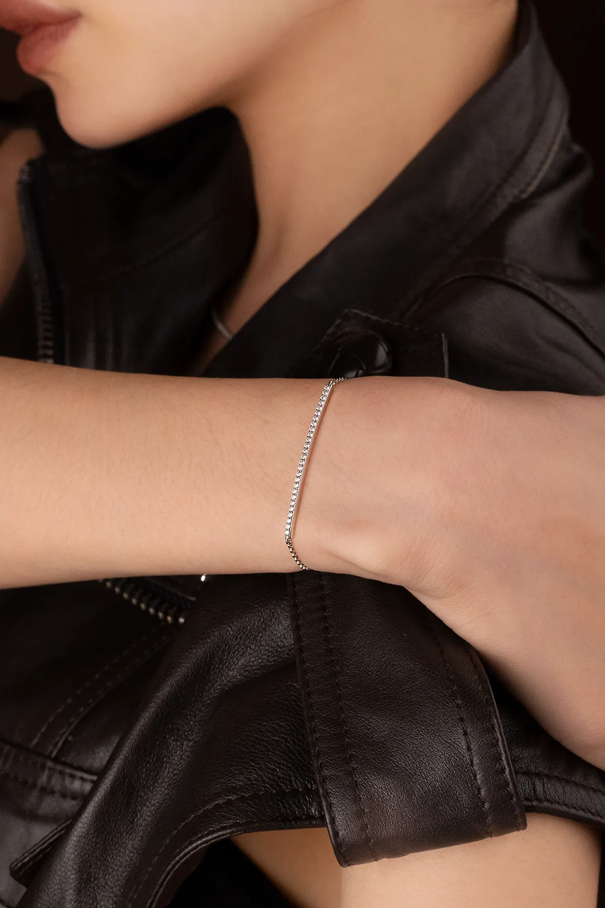 Adjustable Bracelet with Paved Line