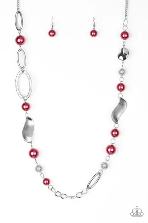 All About Me Red and Silver Necklace - Paparazzi Accessories