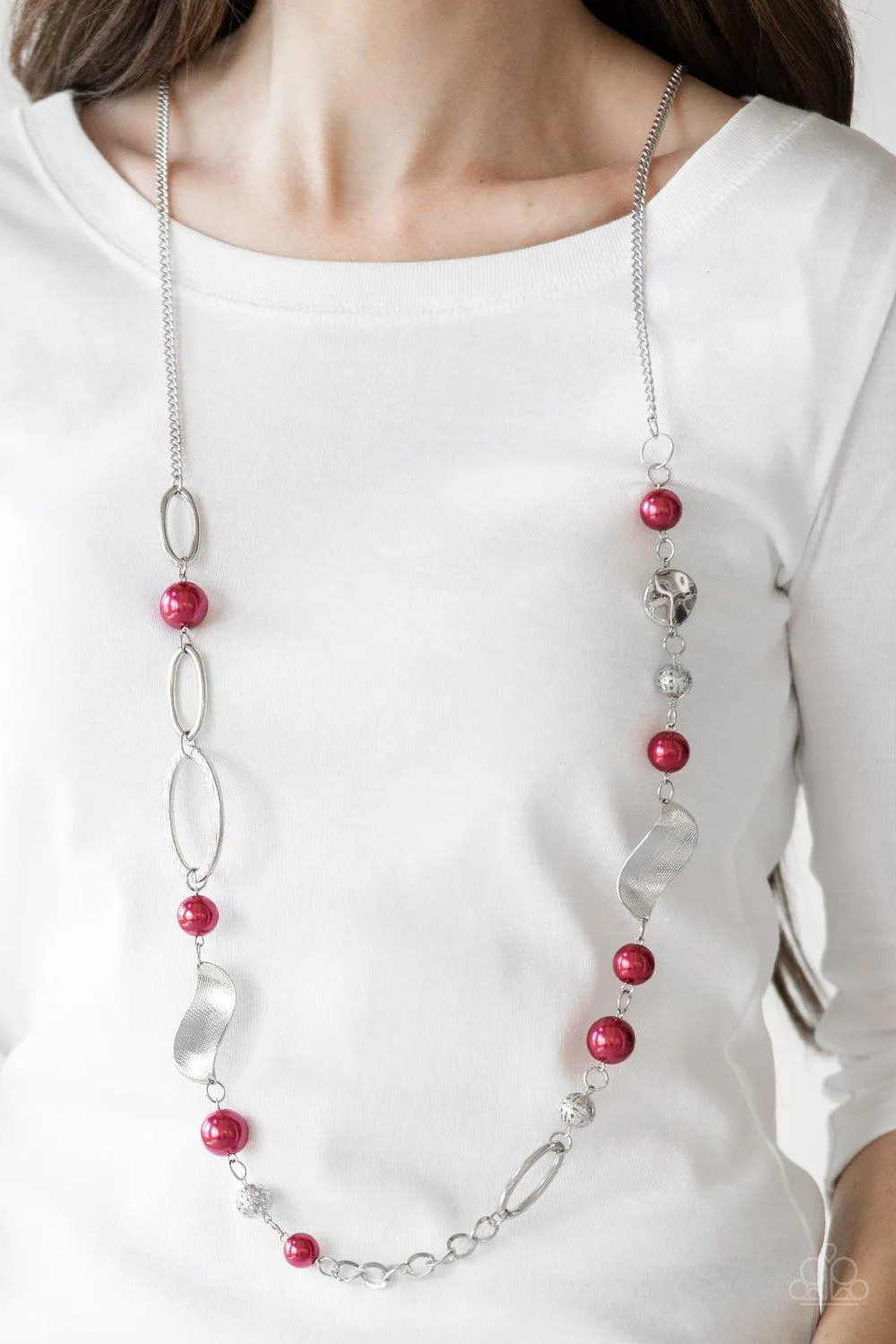 All About Me Red and Silver Necklace - Paparazzi Accessories