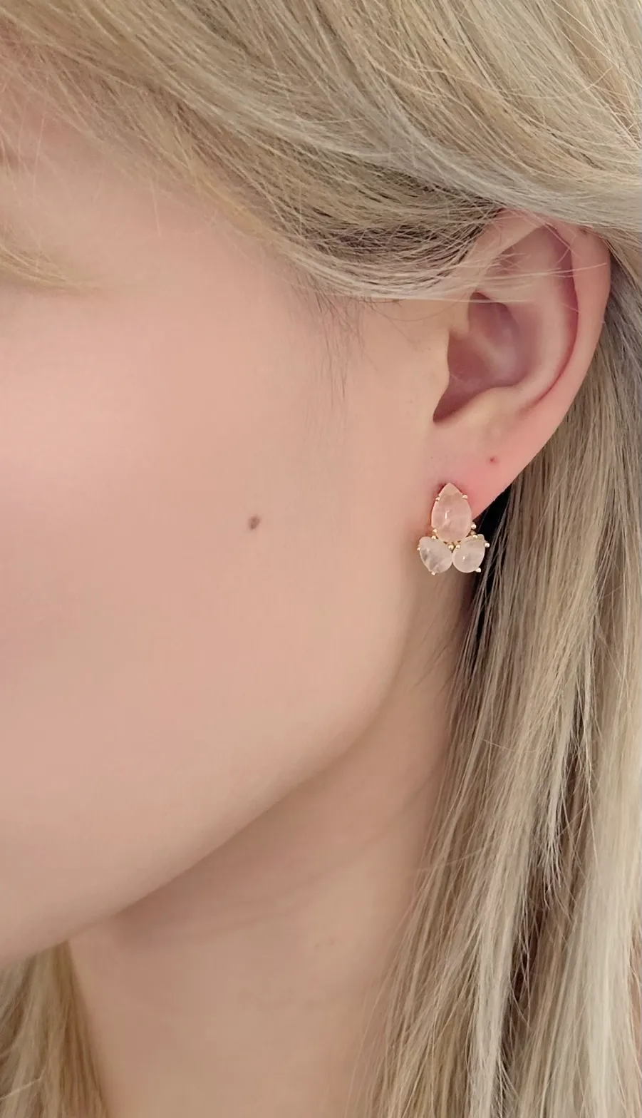 Amare Wear Rose Quartz Cluster Statement Studs