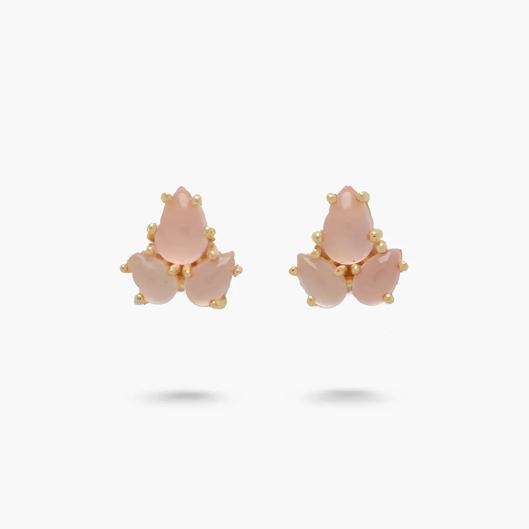 Amare Wear Rose Quartz Cluster Statement Studs