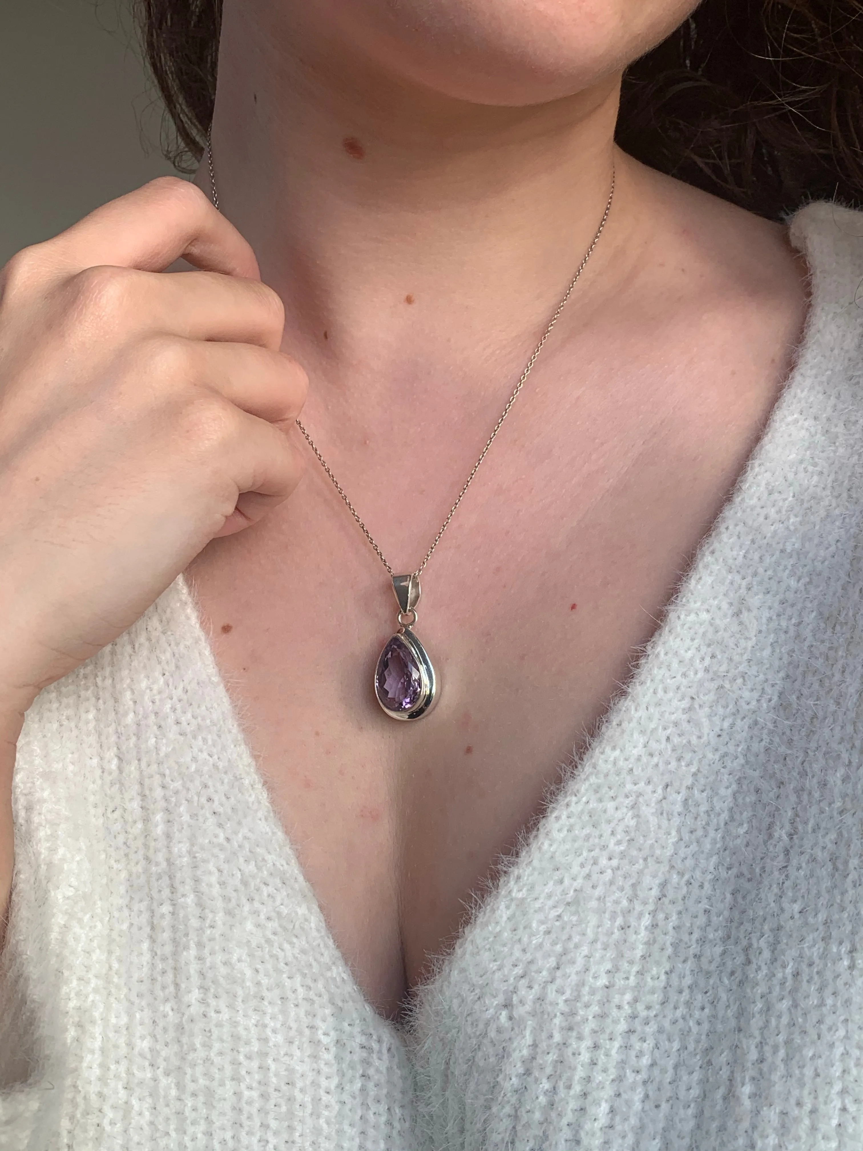 Amethyst Ansley Pendant - Faceted Reg. Teardrop