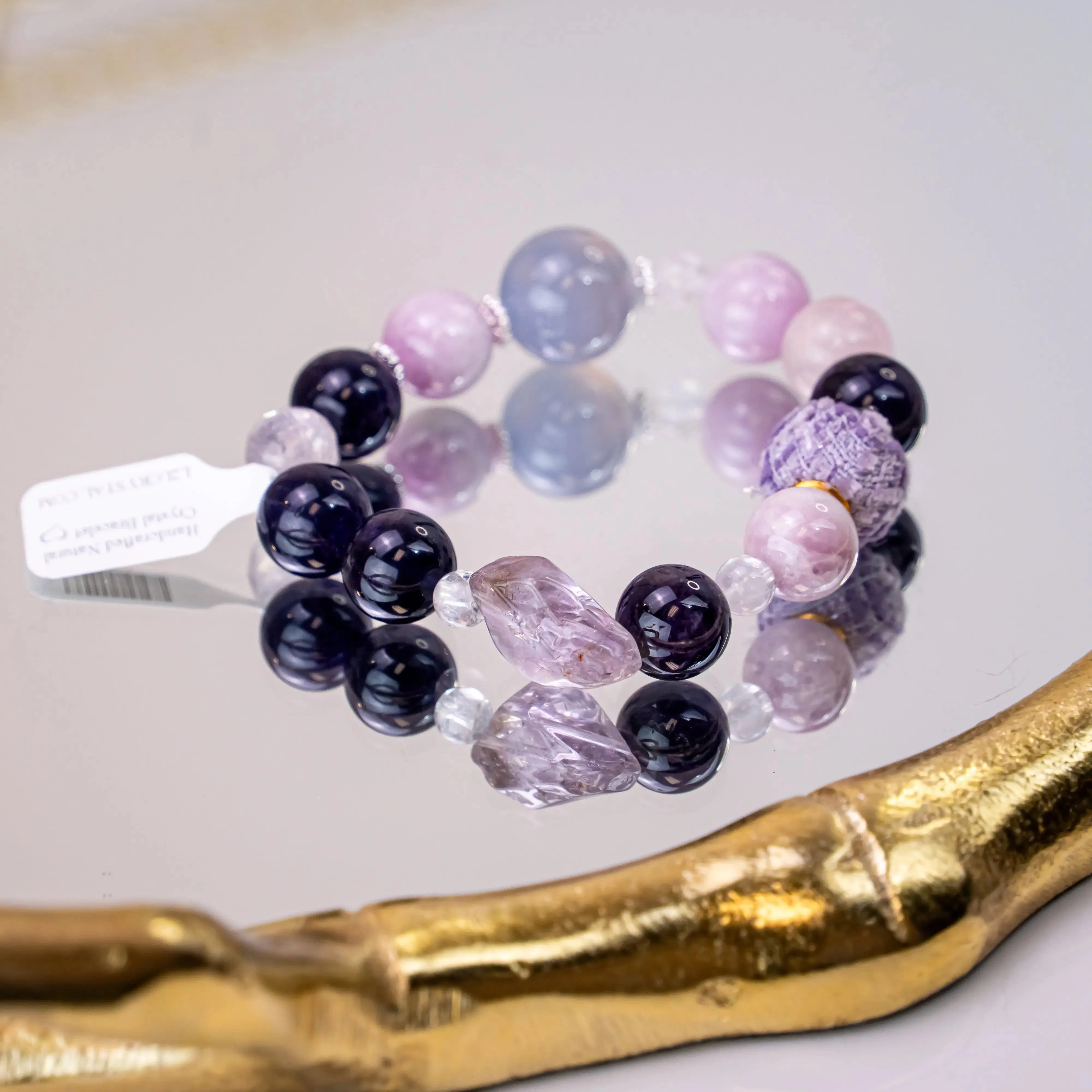 Amethyst Rose Quartz Blue Lace Agate Lepidolite Bracelet