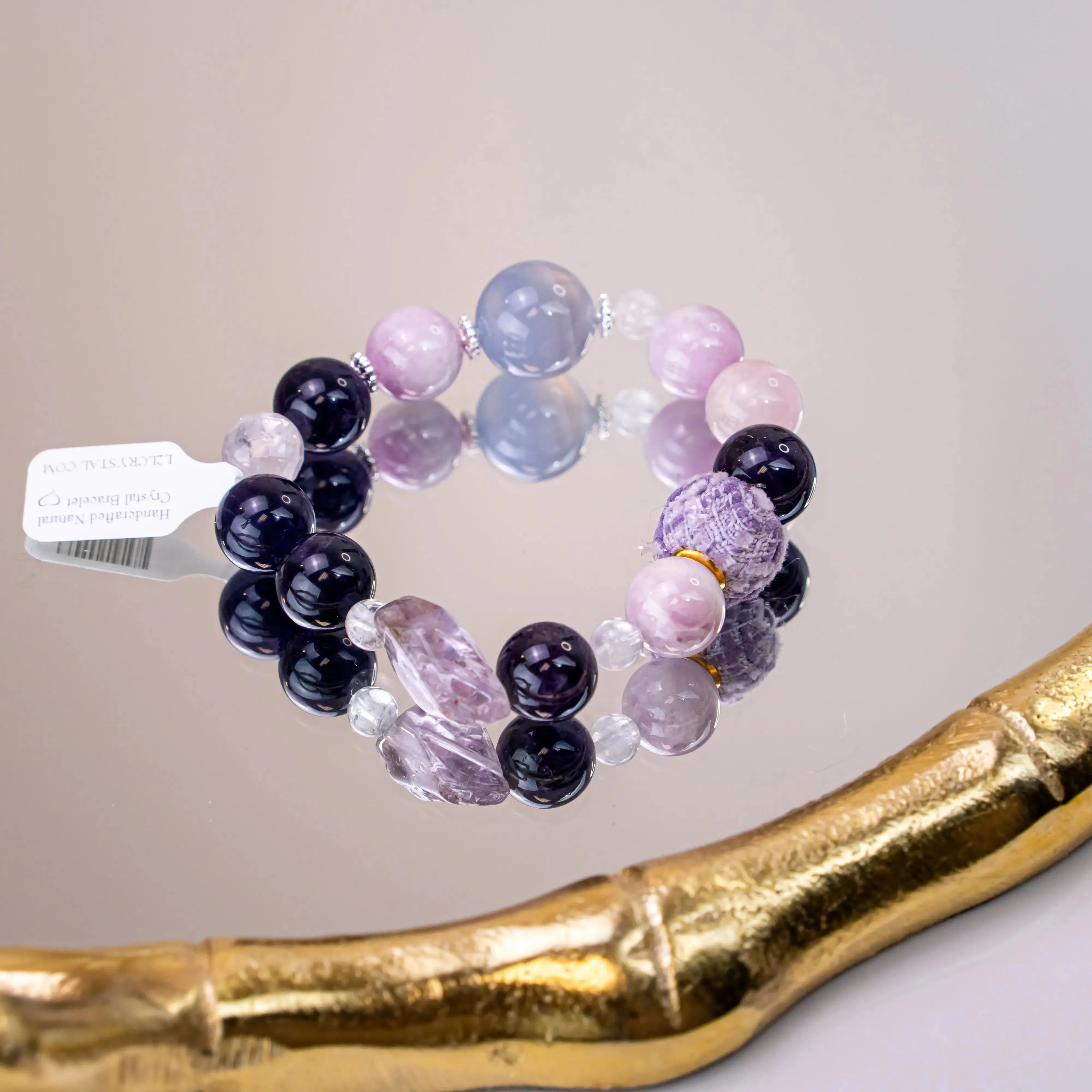 Amethyst Rose Quartz Blue Lace Agate Lepidolite Bracelet