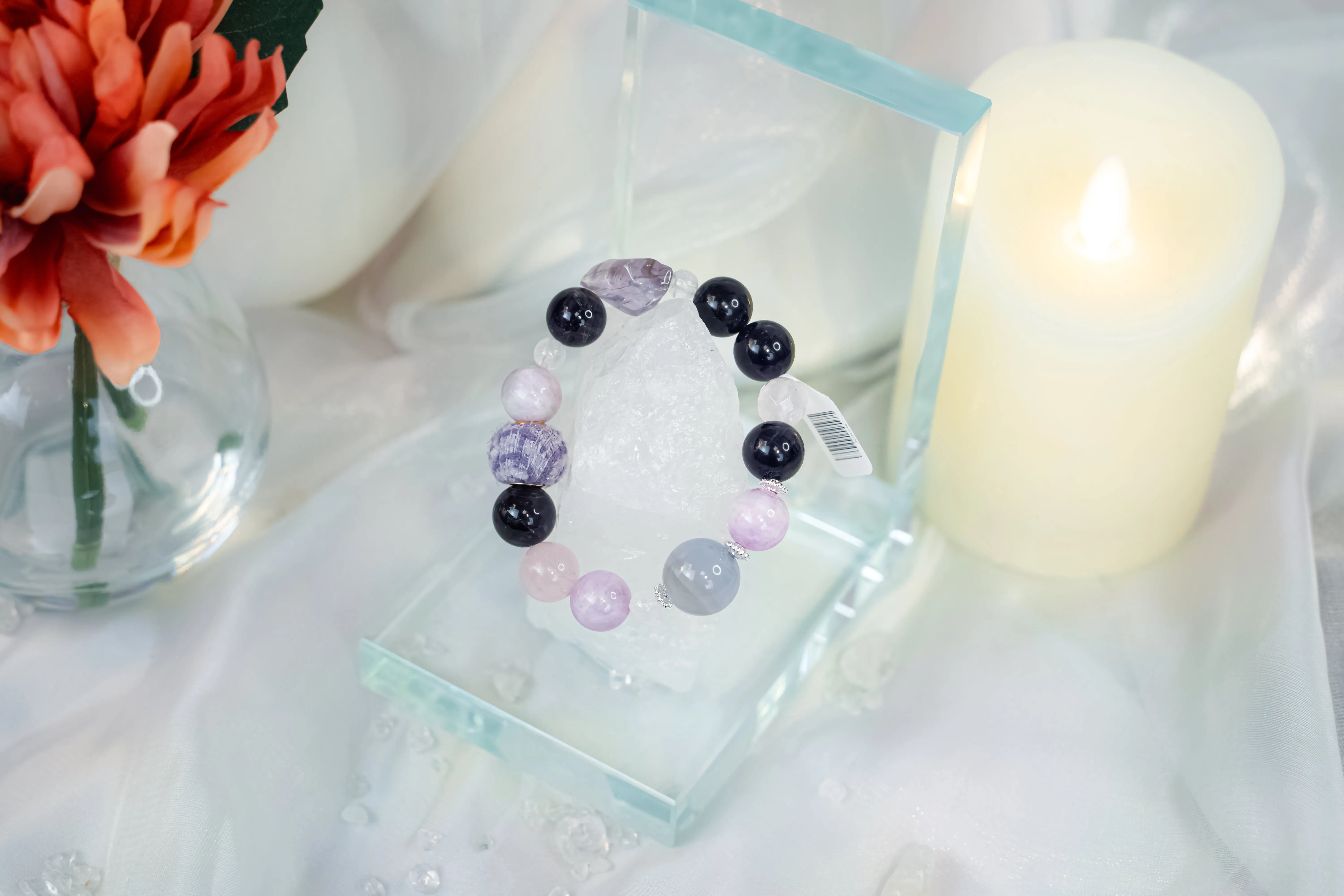 Amethyst Rose Quartz Blue Lace Agate Lepidolite Bracelet