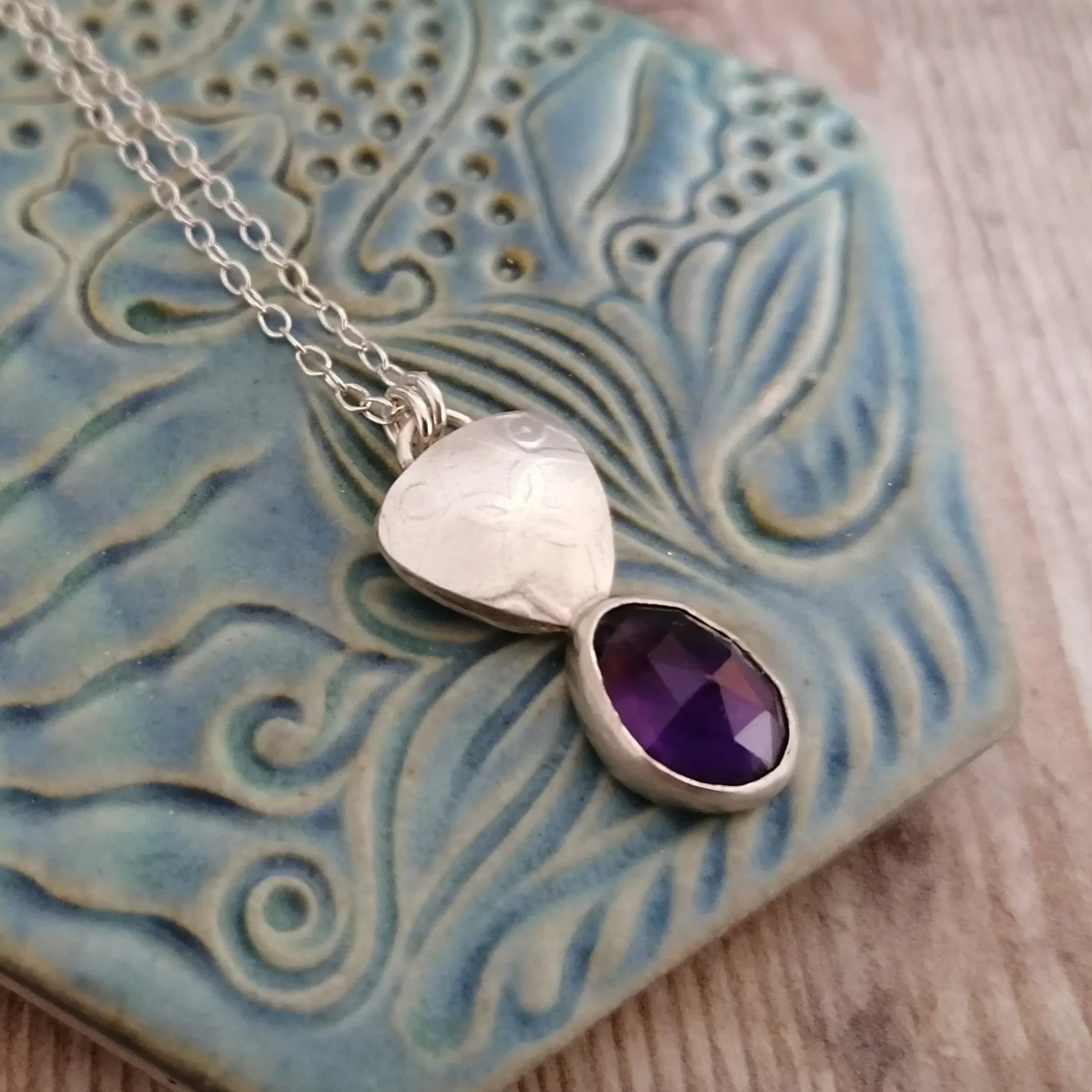 Amethyst Triangle Drop Pendant