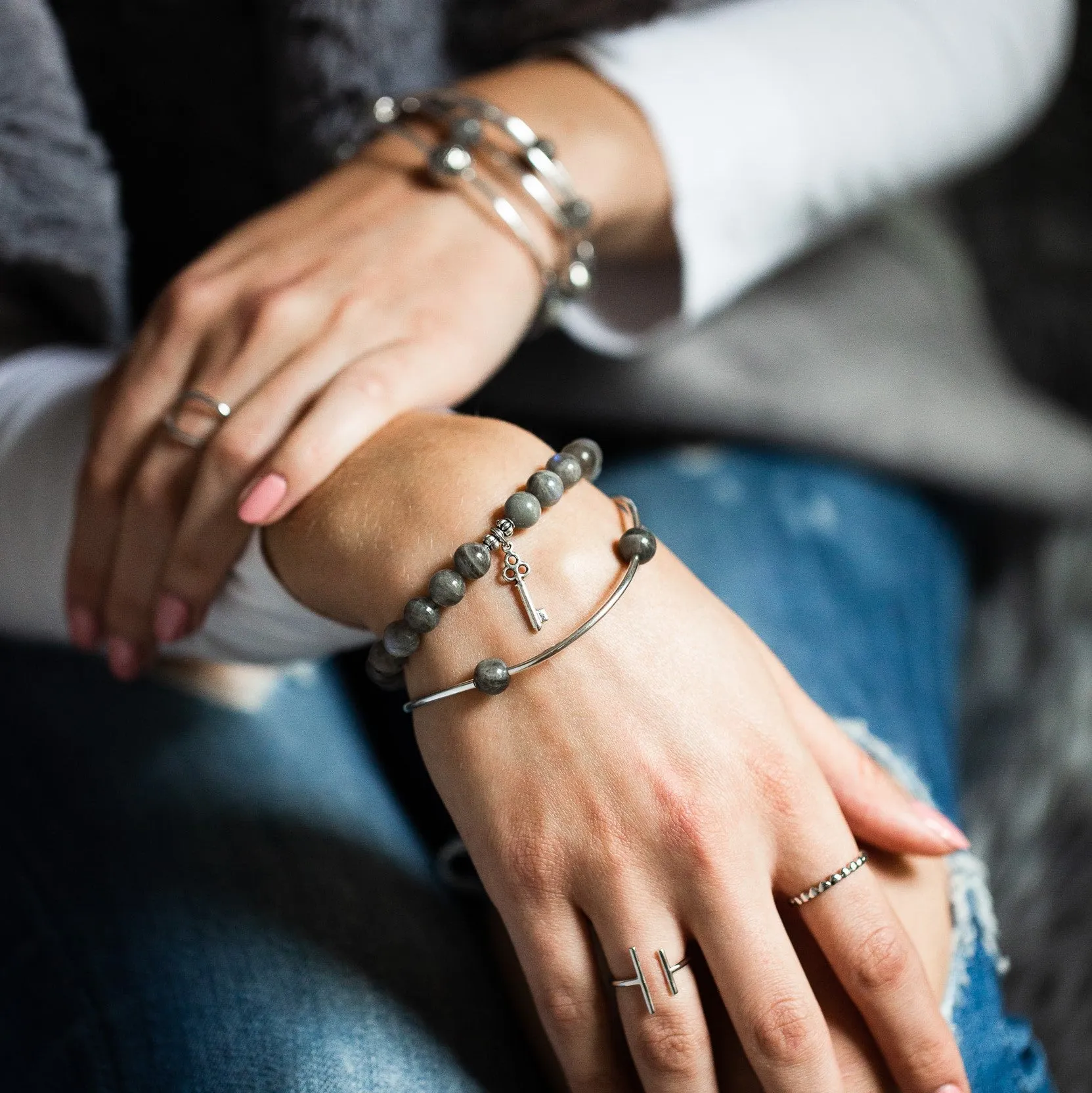 Anchor | Stone Beaded Charm Bracelet | African Turquoise