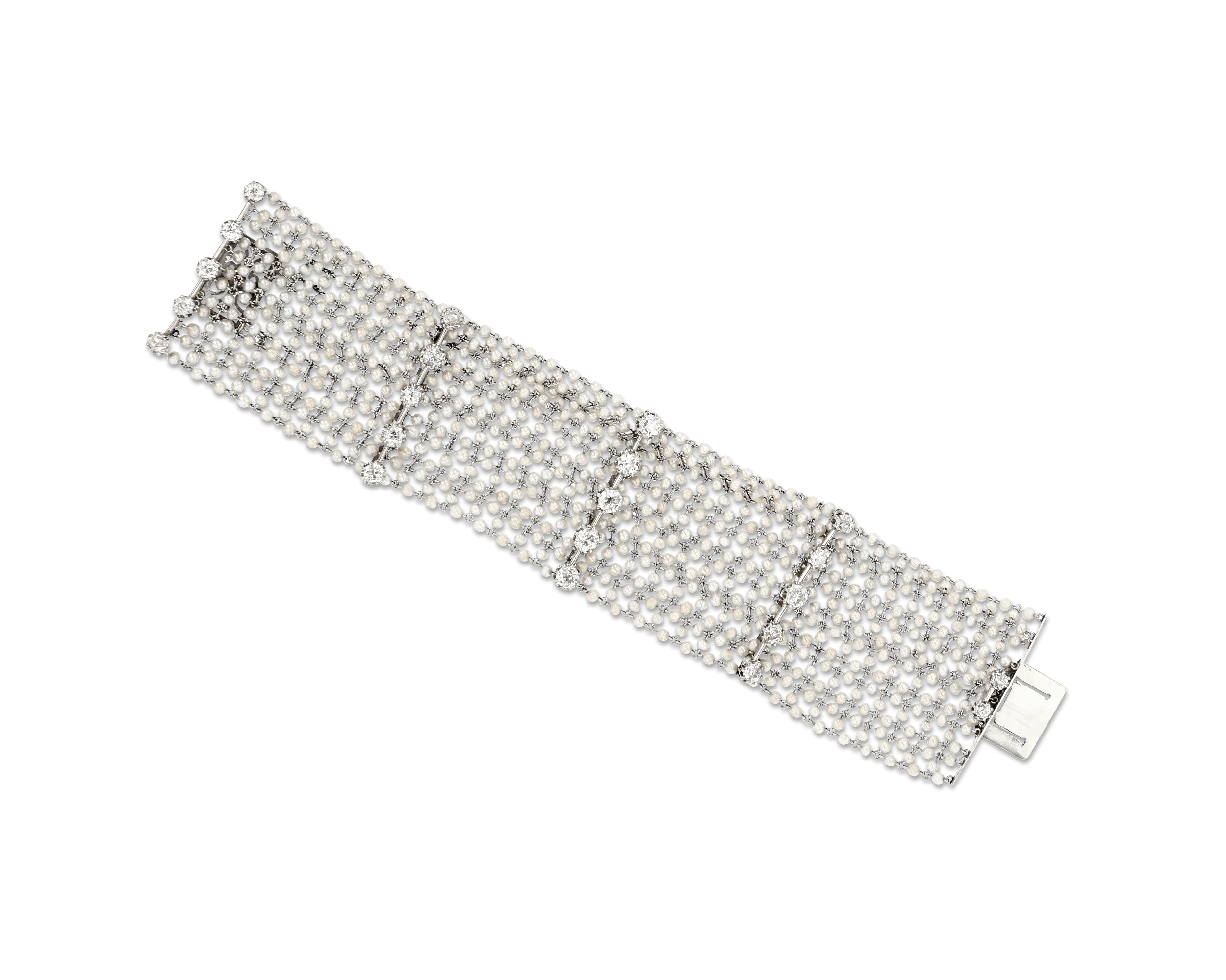 Art Deco Pearl and Diamond Bracelet