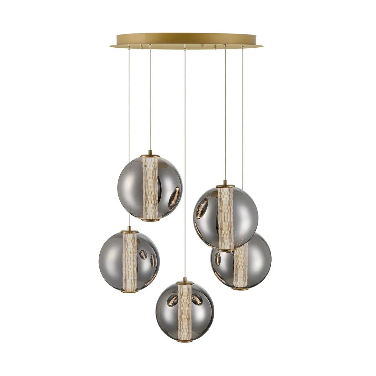 Atomo 5 Lights 26 in. LED Pendant Light Gold Finish