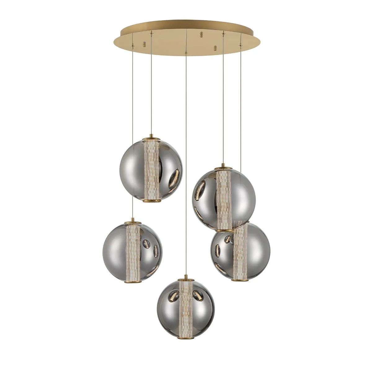 Atomo 5 Lights 26 in. LED Pendant Light Gold Finish