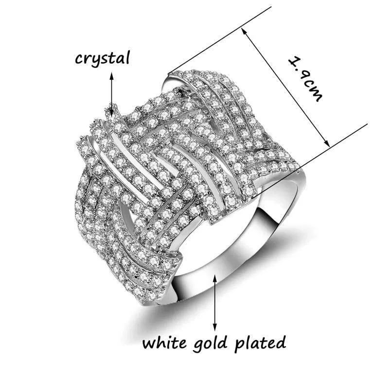 Big Hollow Weave Shaped Finger Rings Charm Jewelry