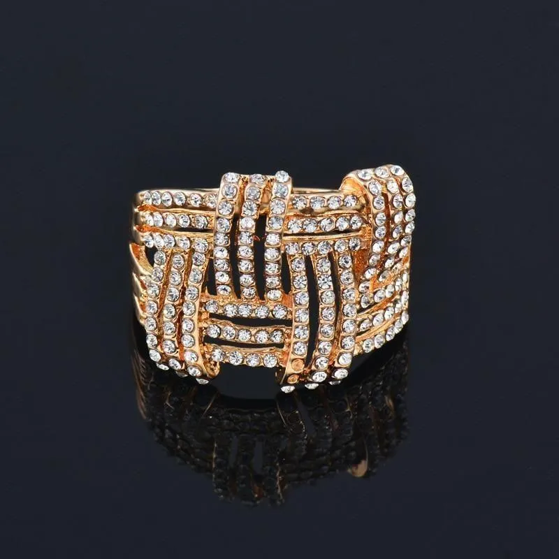 Big Hollow Weave Shaped Finger Rings Charm Jewelry