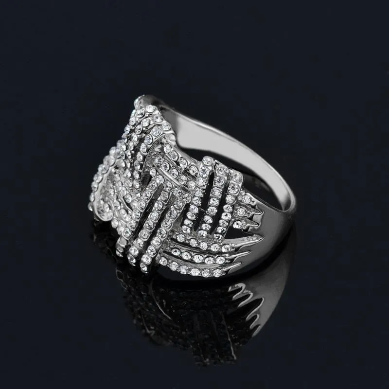 Big Hollow Weave Shaped Finger Rings Charm Jewelry