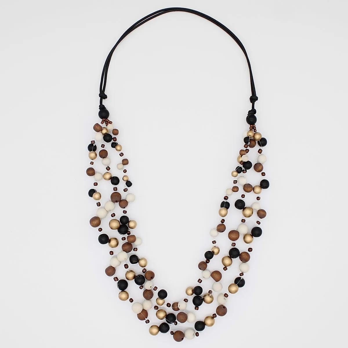 Black and Gold Carmella Multi Strand Necklace