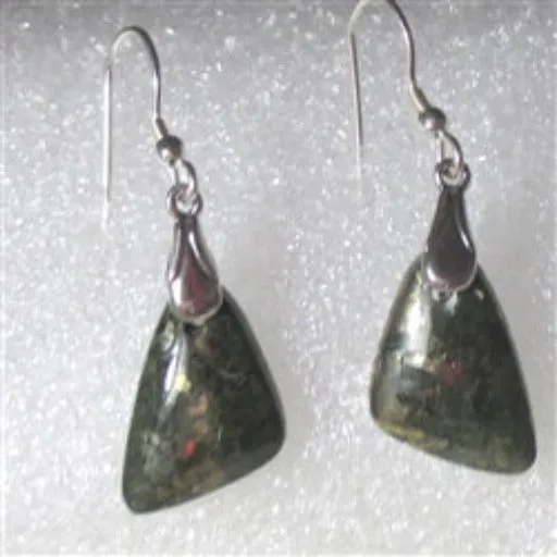 Black Gemstone Chalcopyrite Drop Earrings